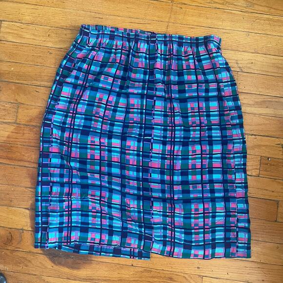 Vintage SG Sport Jewel Tone Grid Pattern Plaid Skirt Womens Plus Size 1X - Picture 6 of 10